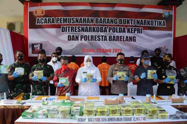 Polda Kepri Musnahkan 53 Kg Narkotika Dari Jaringan Internasional