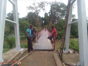 Pembangunan Jembatan Gantung Batang Masang Nagari Binjai Pasaman Penghubung Kabupaten Agam Ini Hampir Rampung